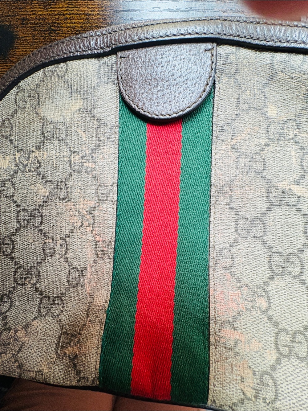 Gucci Ophidia Small Shoulder Bag GG Supreme Web Stripe Brown Leather As-Is - Picture 2 of 11
